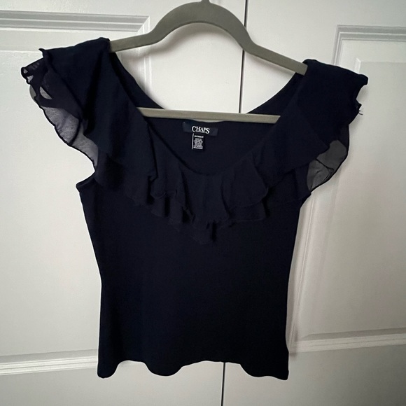 Chaps tank top with ruffle detail. - Picture 1 of 3